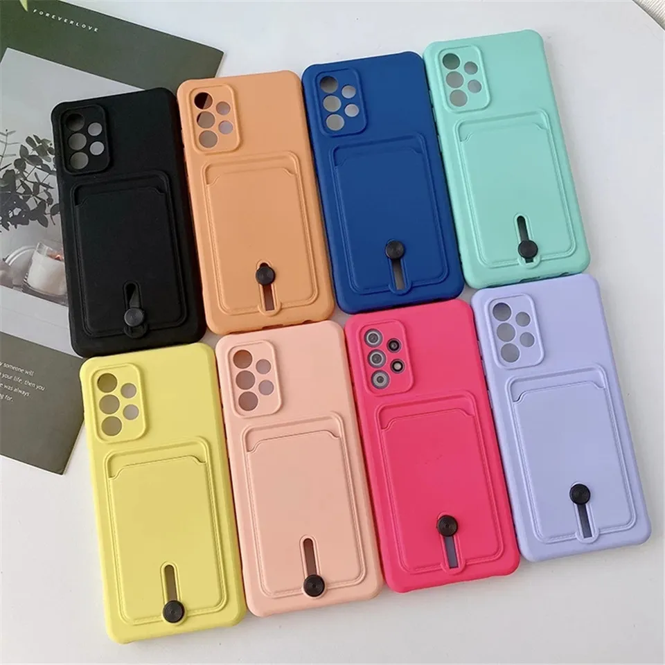 TPU Andra generation Kortväskor för Samsung A51 A82 A72 A52 A32 A22 A02S A12 Tunn Soft Cover Candy Case S21 Ultra Plus S20 Fe