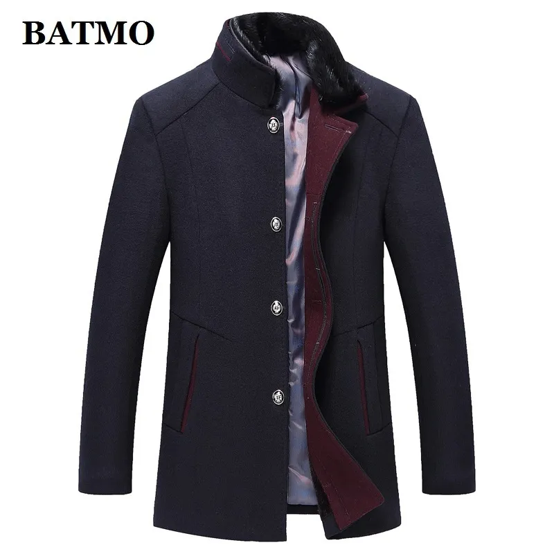 Batmo Ankunft Herbst Winter Hohe Qualität Wolle Pelzkragen Casual Trenchcoat Herren Jacken Plus Größe M 1786 LJ201110