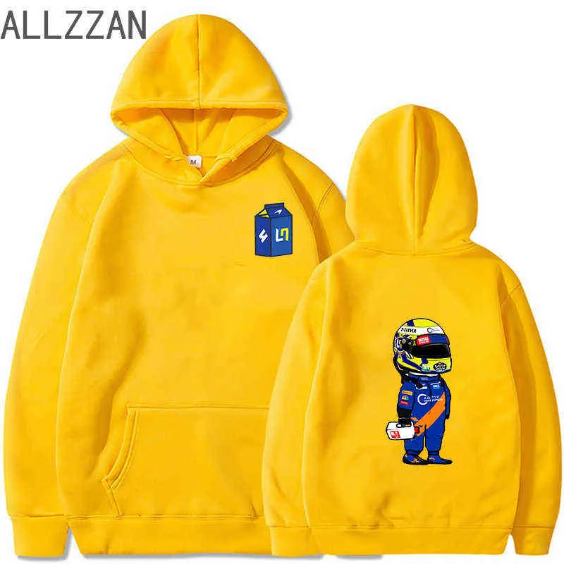 One Racer Lando Norris F1 McLaren Team Racing Fans Sweats à capuche Formula1 Hoodies Mode Harajuku Imprimer Hommes Femmes Pull G1229