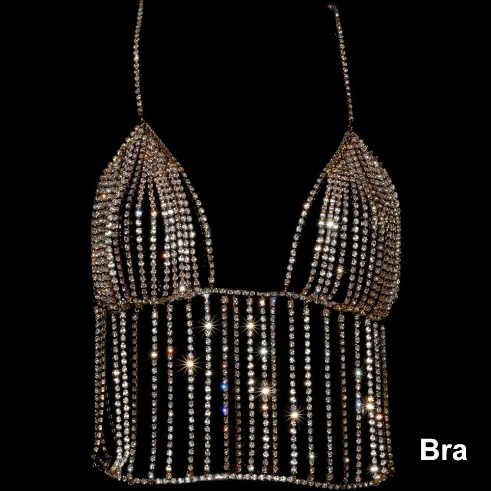 Stonefans Sexy chaîne Lingerie pour femmes Bling cristal gland corps chaîne Bikini soutien-gorge bijoux taille chaîne T2005083816095