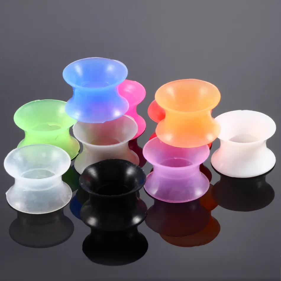 Silicone Flexible Thin Double Flared Ear Plugs Flesh Tunnel Ear Gauge Expander Stretcher Earlets Earrings Ear Piercing mix s3251