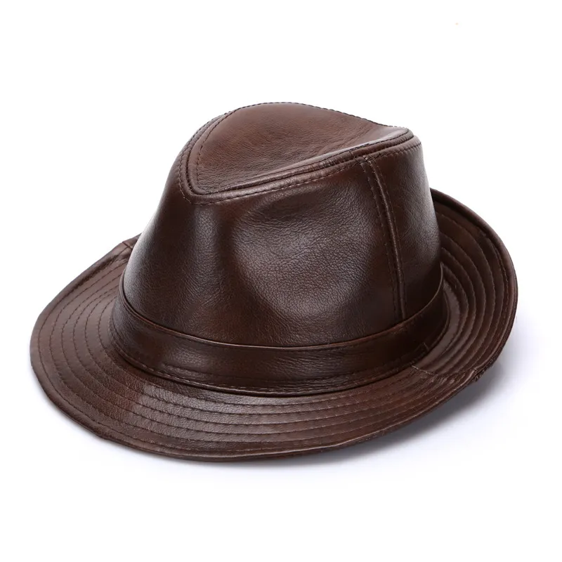 Herrenhut Winter Leder Fedora Rindsleder Trilby Warmes Futter Mittlere Breite Gorra Hombre Cortex Sanfte Herrenmode5296986