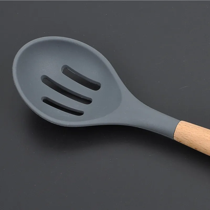 Juego de utensilios de cocina de silicona 8CS Juego de herramientas de cocina con mango de madera antiadherente Pala de espátula Herramientas de cocina T200415
