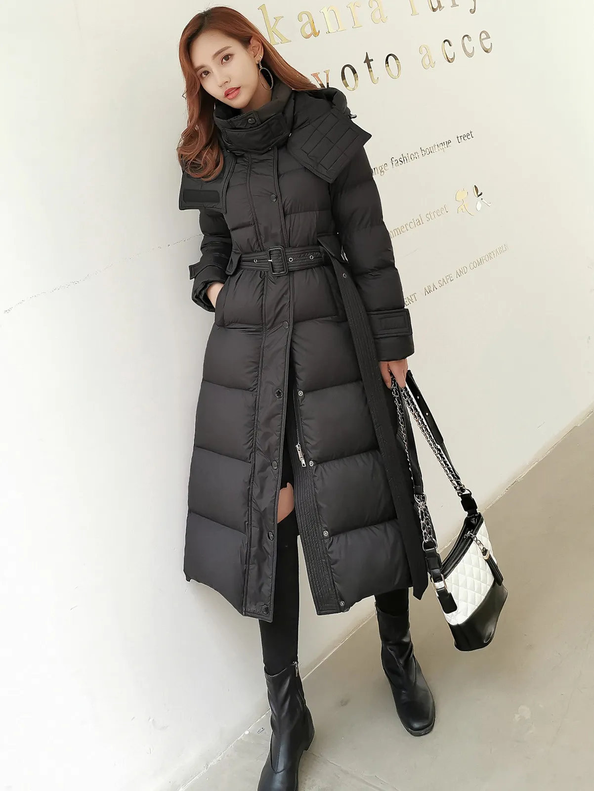 겨울 패션 새로운 후드 재킷 두꺼운 큰 크기 블루 블랙 백인 여성의 다운 코트 200923