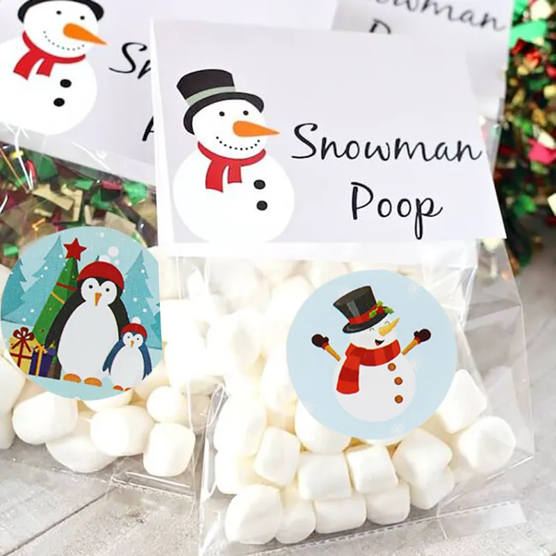 500 stks Merry Christmas Stickers Tree Elk Candy Bag Sealing Sticker Gifts Box Labels Decoraties Jaar Y201020