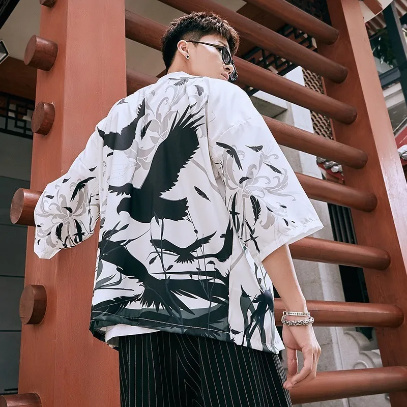 Camicia hawaiana da uomo vestiti 2020 giapponese streetwear lungo cinese camicia maschile fresca camicetta maschile kimono cardigan LJ200925