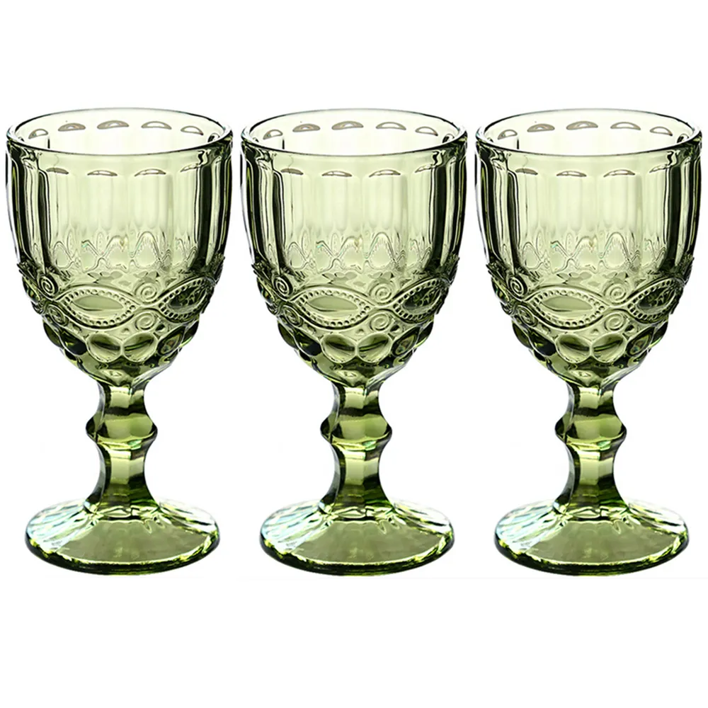 Portsble Şarap Cam Içme Gözlük 3 adet / grup Düğün Parti Şarap Kupası Züccaciye Su Bardakları Içme Noel 300ml 10oz LJ200821