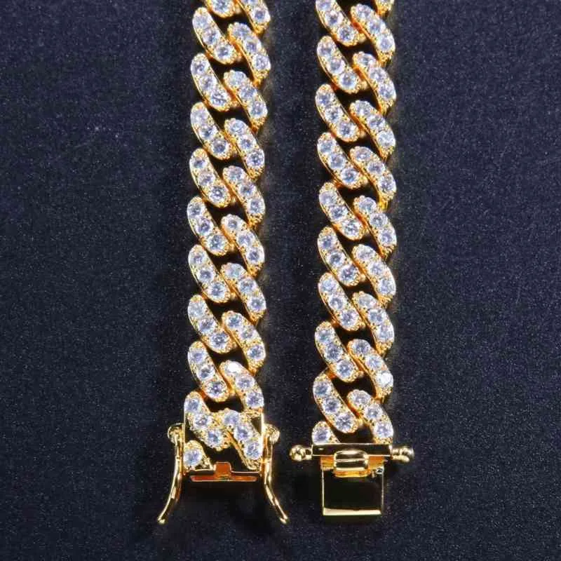 Uwin 9mm kubik zirkoniumoxid kubanska länkarmband för män kvinnor mode hiphop guld silver färg bling armband smycken droppe 220210