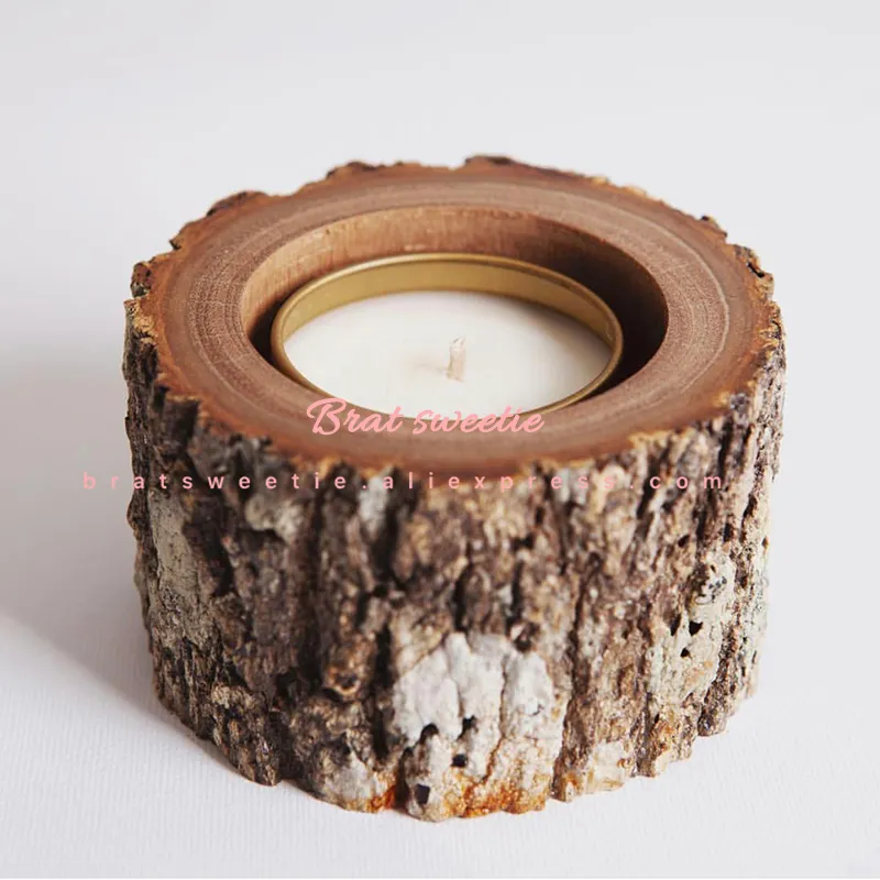 Część 2 rustykalne elementy ślubne drewniane świecznik do dekoracji stolika naturalny uchwyt świecy stojak LJ201018