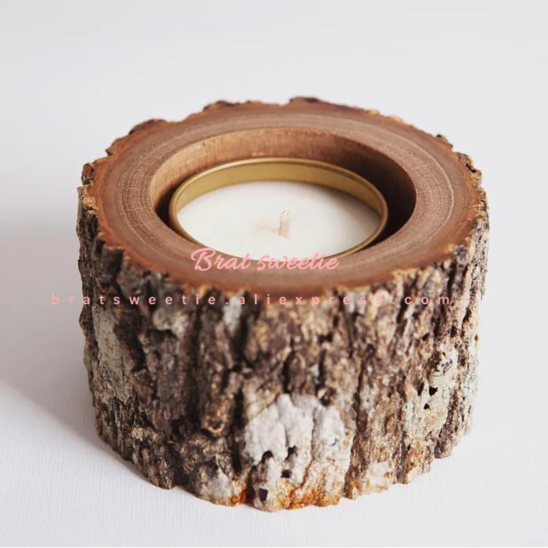 2 Rustic Wedding Centerples Wood Candlestick for Table Decoration حامل الشمعة الطبيعية Stand LJ201018