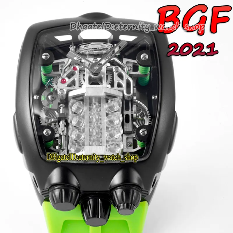 Последние продукты BGF 2021 Супер ходовой 16-цилиндровый двигатель Черный циферблат EPIC X CHRONO CAL V16 Автоматические мужские часы Черный корпус eternit320k