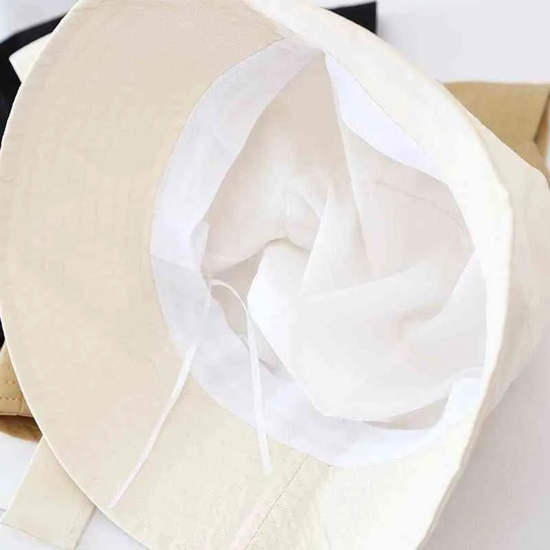 2021 New Fashion Sun Hat Colore solido All-Match Casual Bow Tie Design Protezione UV Skin friendly Donne Bucket Cappelli viaggi G220311