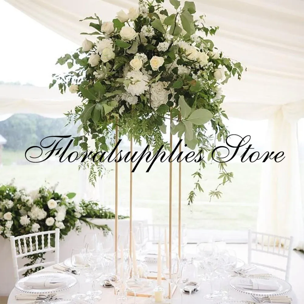 Wholesale Gold Iron Flower Stand Centerpiece Wedding Tall Vase