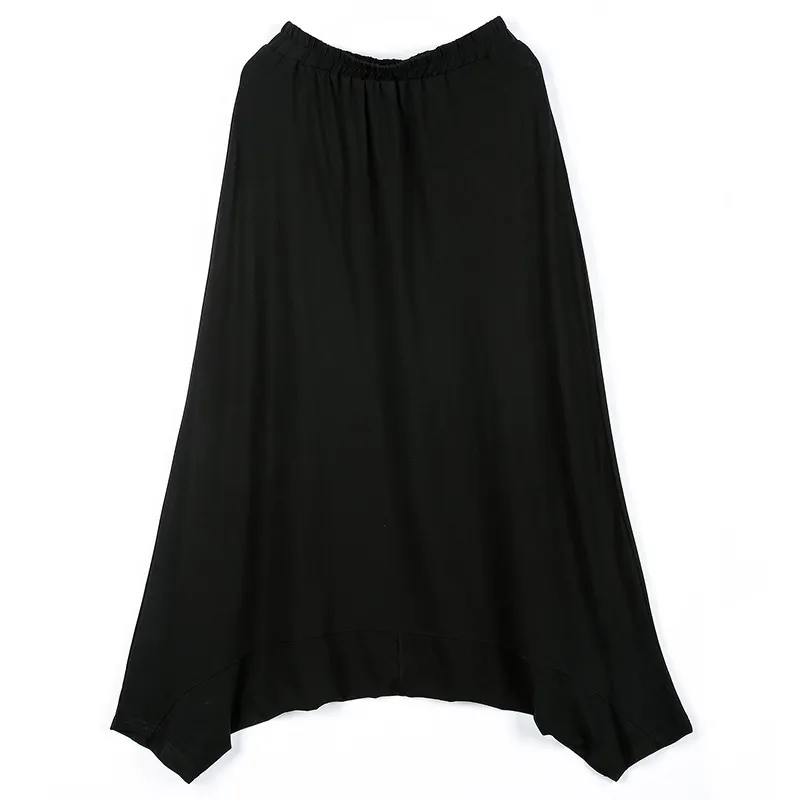 [EAM] Новая весенняя высокая эластичная талия краткая черная карманная досуг свободных кросс-брюк женщин мода прилив All-Match JF596 201031