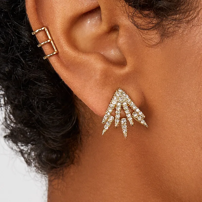 Vintage Rhinestone Crystal Flower climber Earrings For Women Bohemia Elegant Long Stud Earrings statement Jewelry Ear Crawlers3582278