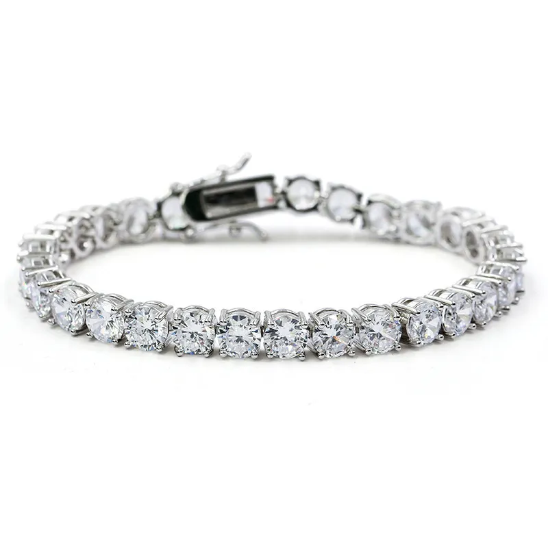 Laiton Tennis AAA CZ m 4mm 5mm 1 rangée zircon cubique or argent couleur Bracelet pour hommes femmes glacé Hip Hop bijoux 220721