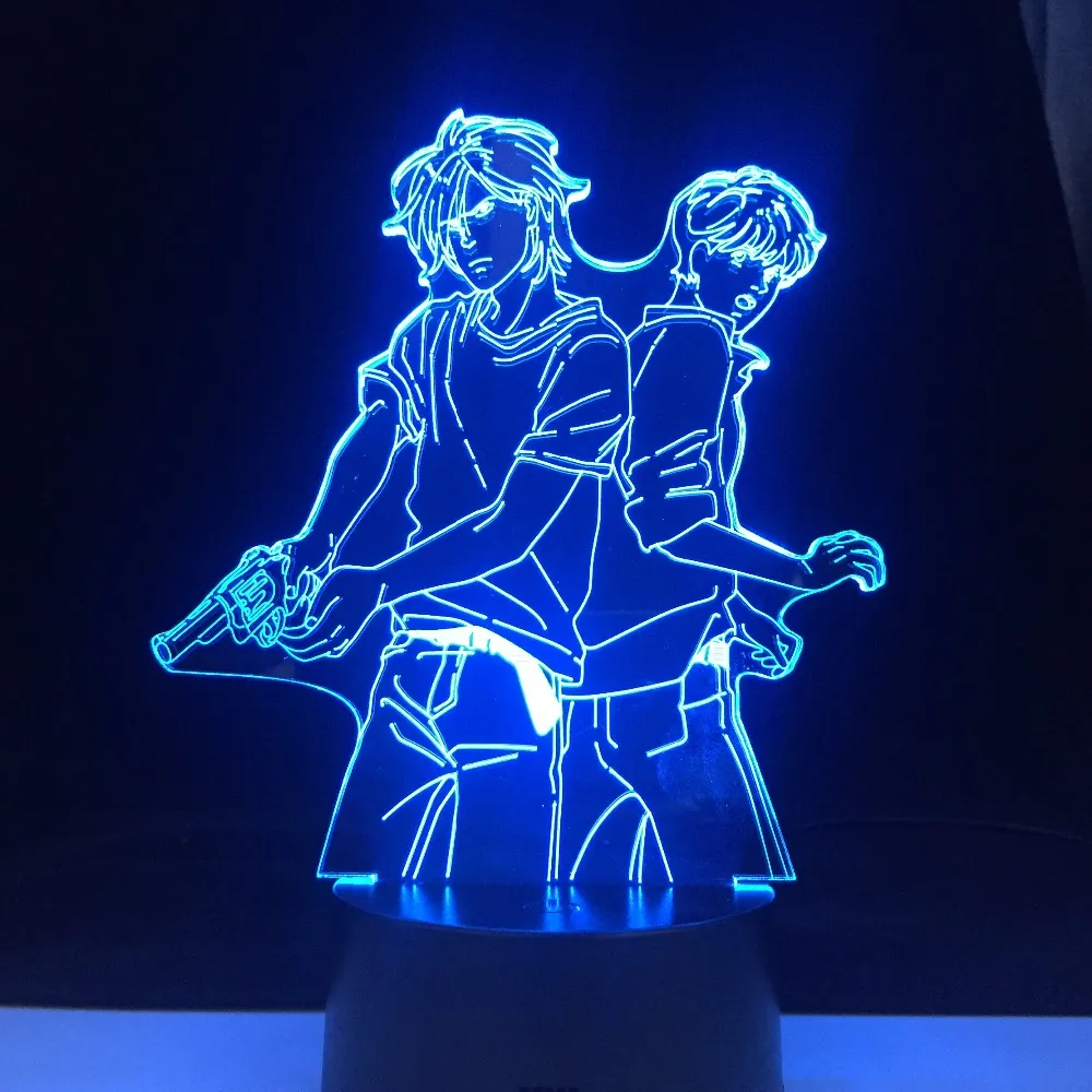 Ash LynxとEiji Okumura LED 3Dアニメランプバナナフィッシュ3D LED 7カラーライト日本アニメタッチリモコンベーステーブルランプ204B