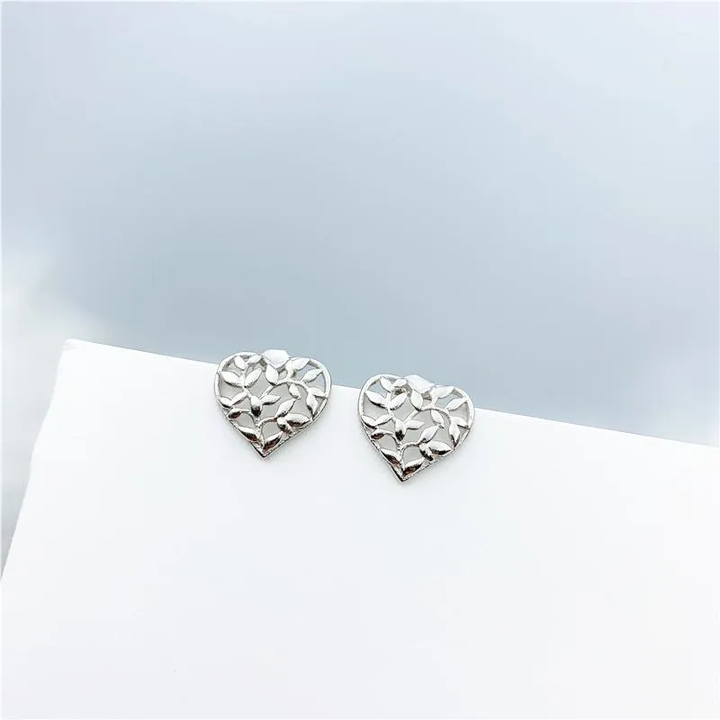 مسمار Tiffon النموذج الأصلي 925 Sterling Silver Olive Leaf Conpring Heart Women Logo Romance Jewelry Fashion Valentine G1316P