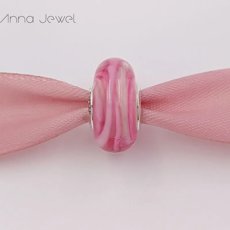 DIY Charm Bracelets Ювелирные Изделия Pandora Murano Spacer для браслета изготовление браслетов розовая лента надувной бисер для женщин мужчин день рождения подарки свадьбы 791604