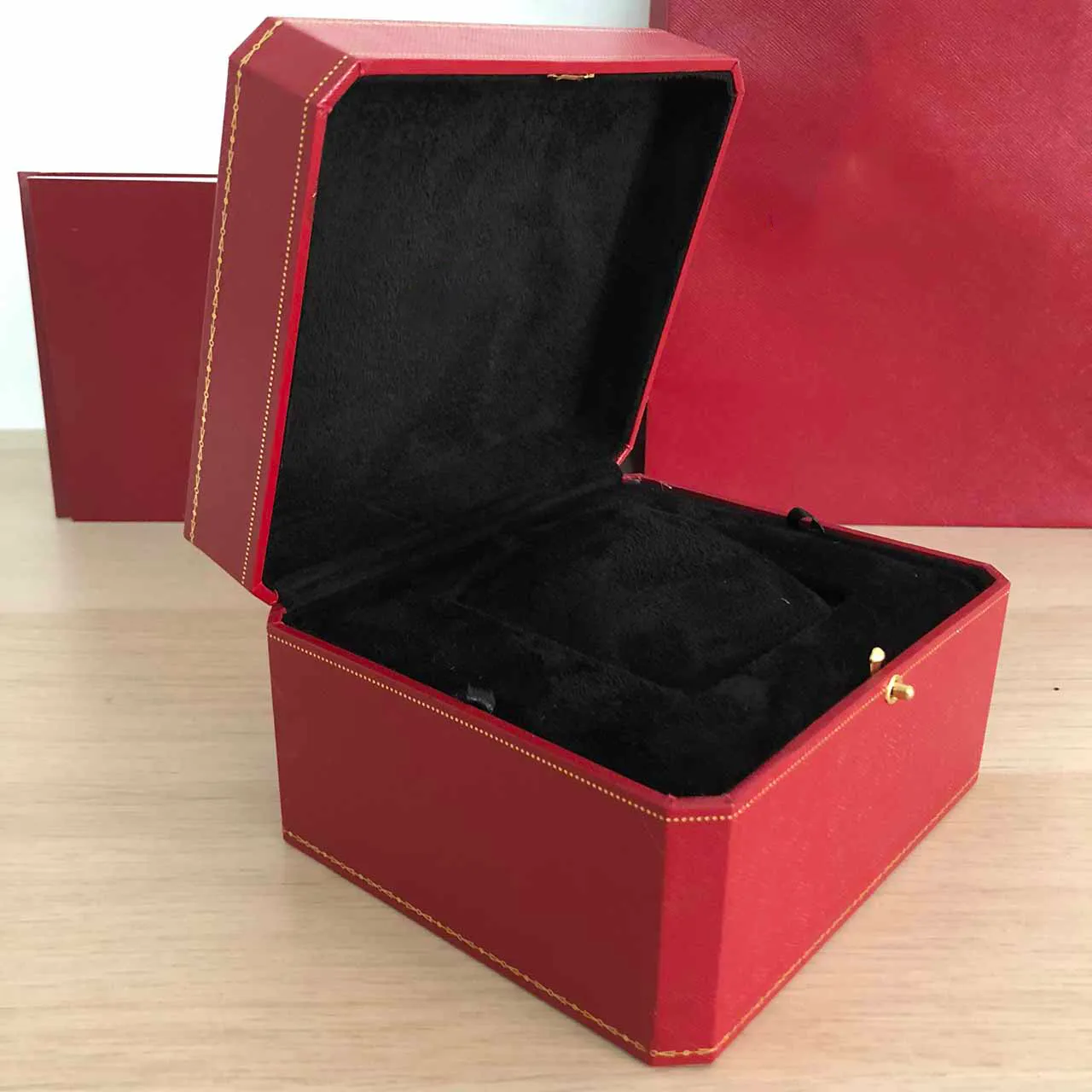 Varios relojes caja coleccionista de lujo calidad de alta gama de madera para folleto tarjeta etiqueta archivo bolsa hombres reloj cajas rojas Gift214u