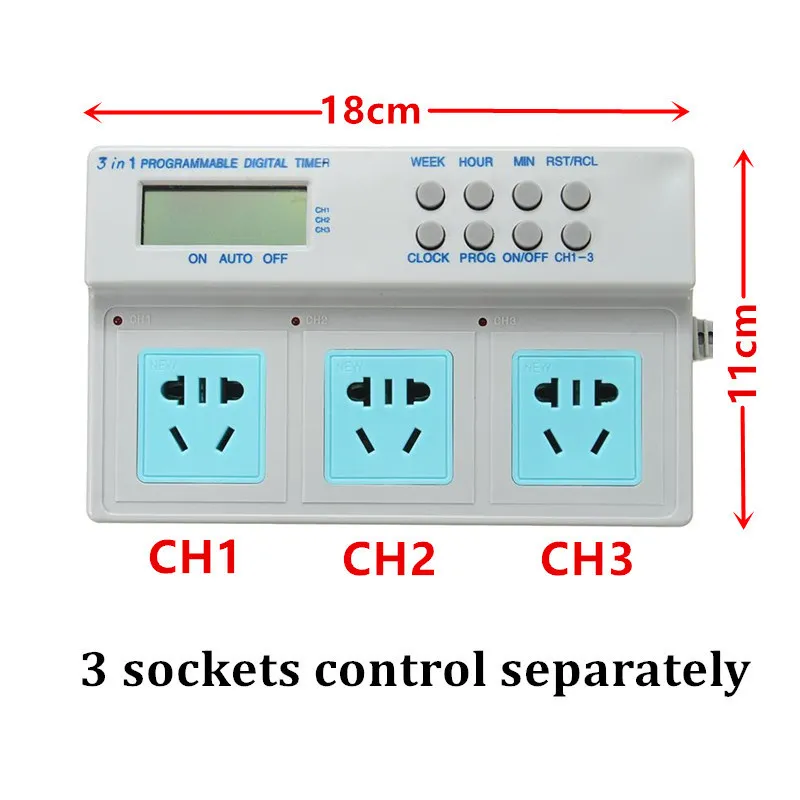 Acuarios Iluminación Profesional 3 en 1 LCD Digital Socket Temporizador Dispositivo de tanque de peces Control automático de tiempo para acuario Luz Calentador Filtro Bomba de agua 2201007