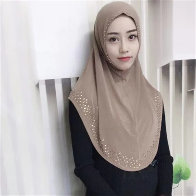 히잡 인스턴트 라인 스톤 알-아미라 무슬림 숄 이슬람 머리띠 헤드 워프 201224253f를 입을 준비가 된 무슬림 머리 스카프