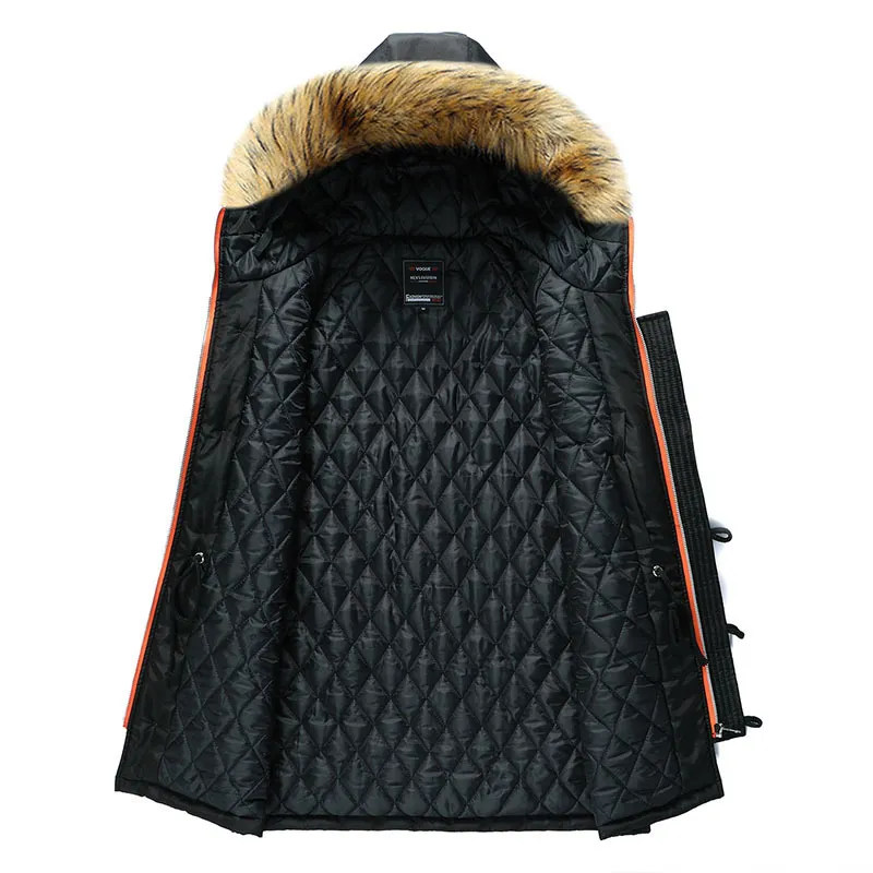 Parka d'hiver longue pour hommes, grande veste à col de fourrure pour hommes, coupe-vent à capuche, chaud et épais, vêtements imperméables pour hommes, manteaux papa 201128