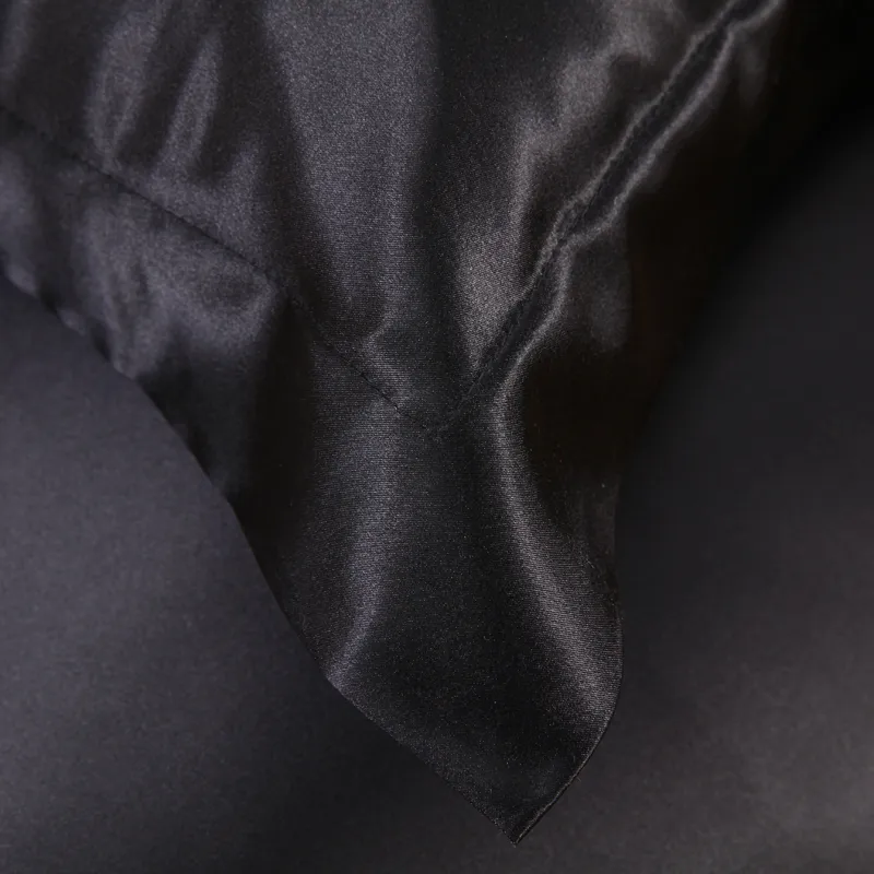31 однотонный черный атласный шелковый роскошный крутой комплект постельного белья на лето с пододеяльником, плоская простыня, наволочка C1026234V