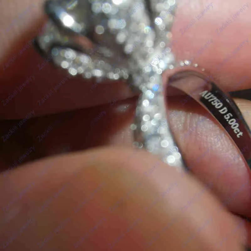 Aangepaste naam Ceried 5 karaat diamanten verlovingsring vrouwen 14K wit goud sterling zilveren bruidsringen trouwband 2201194502623