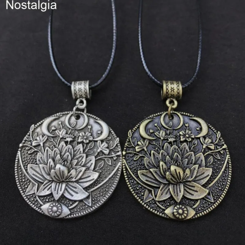 Gioielli spirituali KARMA Buddha Wiccan Fiore di loto Wicca Luna Collana Uomo Donna Accessori Stregoneria Strega Gioielli254V