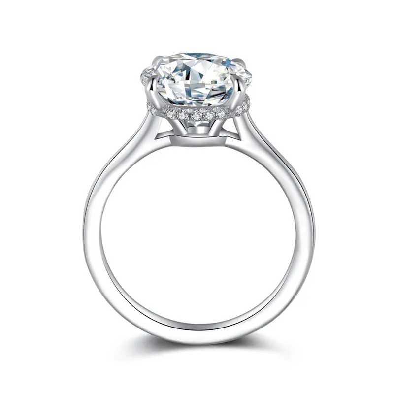 LESF 925 серебро для женщин Обручальные кольца с обручальным кольцом Улучшенный синтетический алмаз белый золотой 4 CT круглая среза премиум серебр J0112