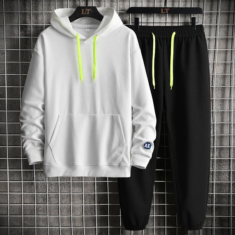 Oein Casual Dönem Erkekler Kapşonlu Sweatshirt Kıyafet Sonbahar Erkekler Setleri Sports Giyim 2021 Erkek Hoodie+Pantolon Jogging Sports Suits 220211