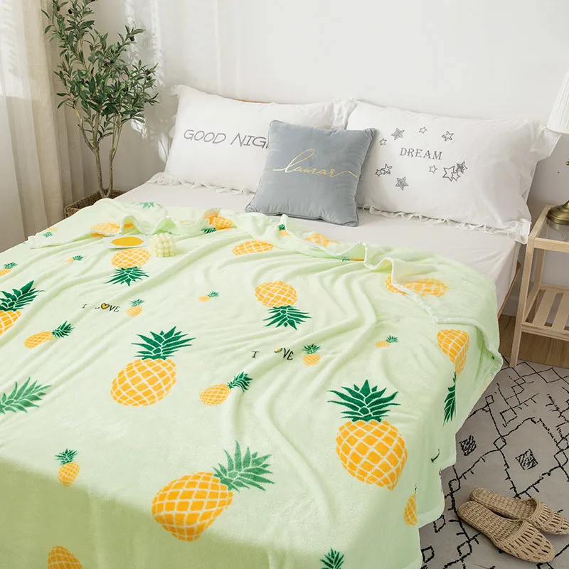 ananas Coperta copriletto in peluche addensato di alta qualità 200x230 cm Coperta in flanella super morbida ad alta densità il divano letto Auto 2011270G