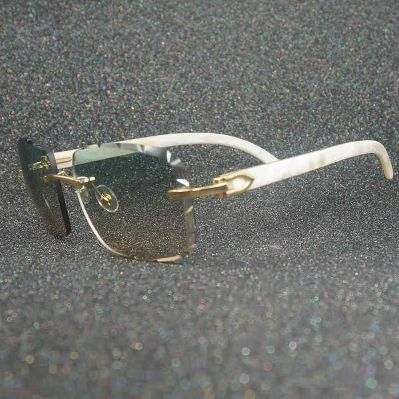 C déco lunettes de soleil pour hommes Jagged Edge Vintage français blanc corne de buffle lunettes décoratives luxe femme lunettes de soleil pour homme
