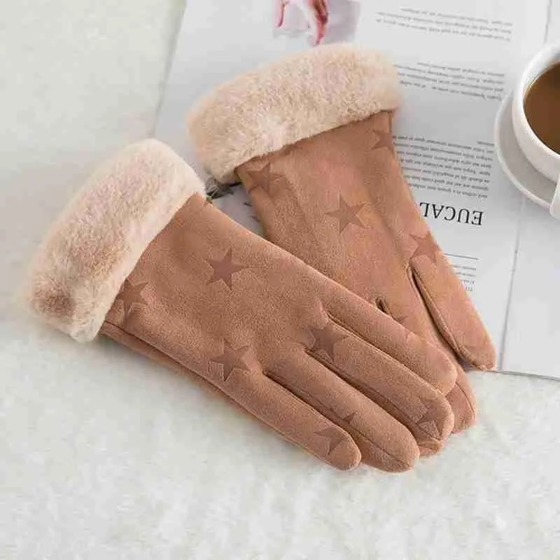 Cinco dedos Guantes Cálidos Invierno Damas Dedo completo Cuero genuino Hombres Mitten Fur Real Cashmere para mujeres T1C0347S