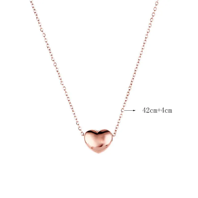 Pendant Necklaces RE Fashion Simple Heart Necklace Women Rose Gold Silver Color Chain Choker Stainless Steel Jewelry Birthday Gift208P