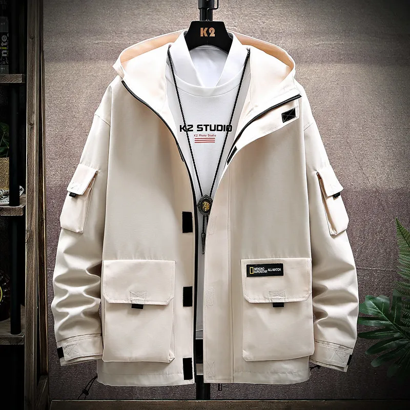 SingleRoad Veste à capuche Hommes Mode coréenne Hip Hop Japonais Streetwear Manteau Mâle Casual Cargo Jaune Vestes Homme Coupe-Vent 201128