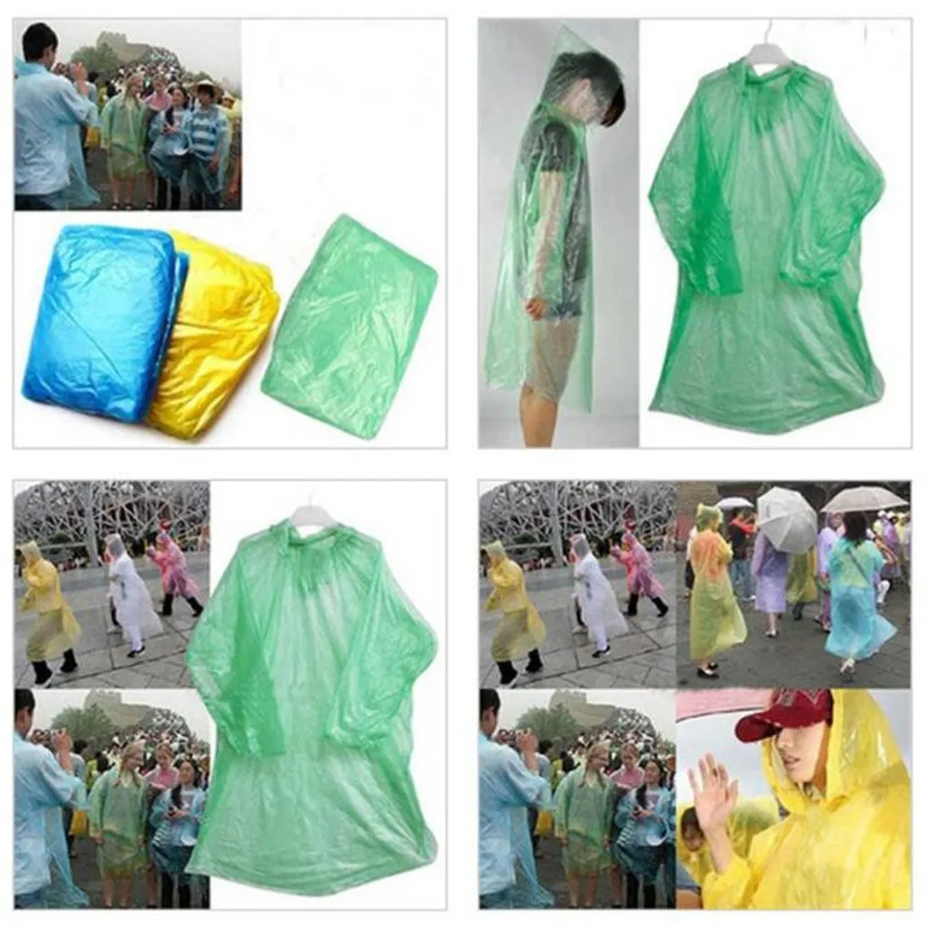 imperméable jetable adulte d'urgence imperméable manteau de pluie capuche poncho voyage camping must manteau de pluie unisexe vêtements de pluie # LR2 201110