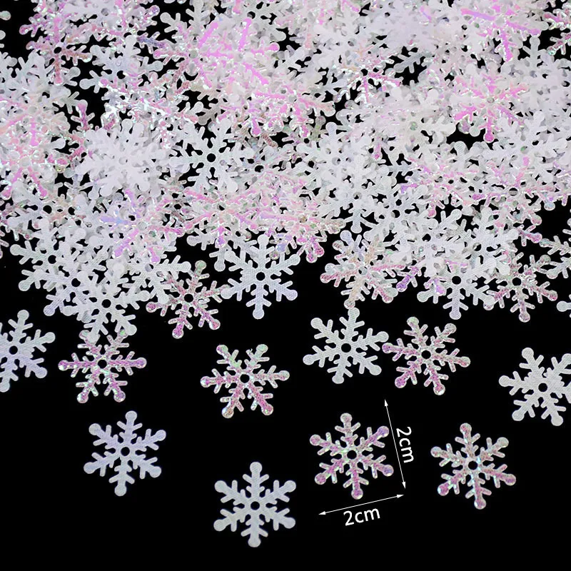 270 Unids Copos de nieve de Navidad Confeti Árbol de Navidad Adornos Decoraciones de Navidad para el Hogar Fiesta de Invierno Pastel de Bodas Decoración Suministros Y201020
