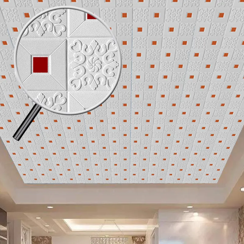 10 stks 3D Schuim Muursticker Zelfklevend Dak Behang Panel Woondecoratie Woonkamer Slaapkamer Stereo Decoratie Plafond 220217