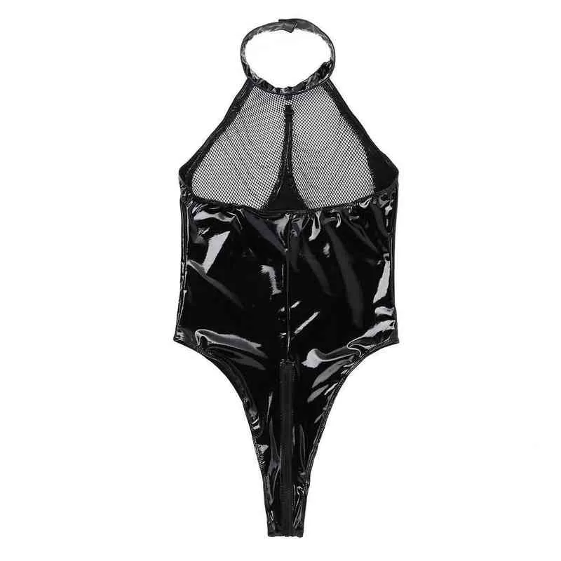 Erotisk öppen grenläderunderkläder för kvinnor sexiga under crotchless bodysuit se genom porr bar bröst latex set 2112309577073