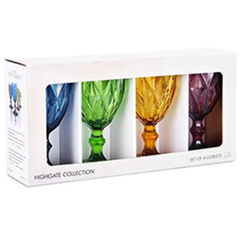 와인 유리 컵 여러 가지 빛깔의 새겨진 된 Goblet 위스키 레드 와인 잔 300ml 웨딩 파티 샴페인 피리 바 레스토랑 홈 도구 LJ200821