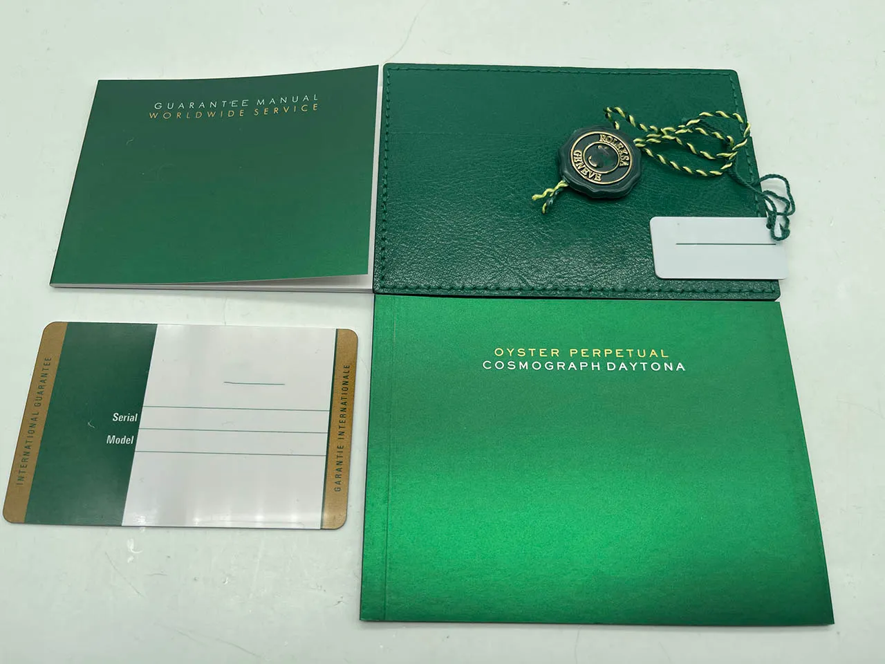 トップウォッチボックスオリジナルの正しいマッチンググリーンブックレットペーパーソレックスボックス用セキュリティカードブックレット時計印刷カスタムカード279R