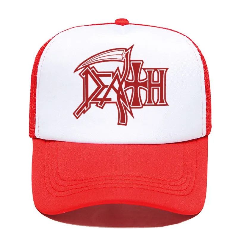 DEATH bluzy ROCK BAND HEAVY METAL czapka z daszkiem kobiety mężczyźni Unisex 2020 lato czapki dla rodziców i dzieci Mesh Visor Outdoor Sun HatX1016