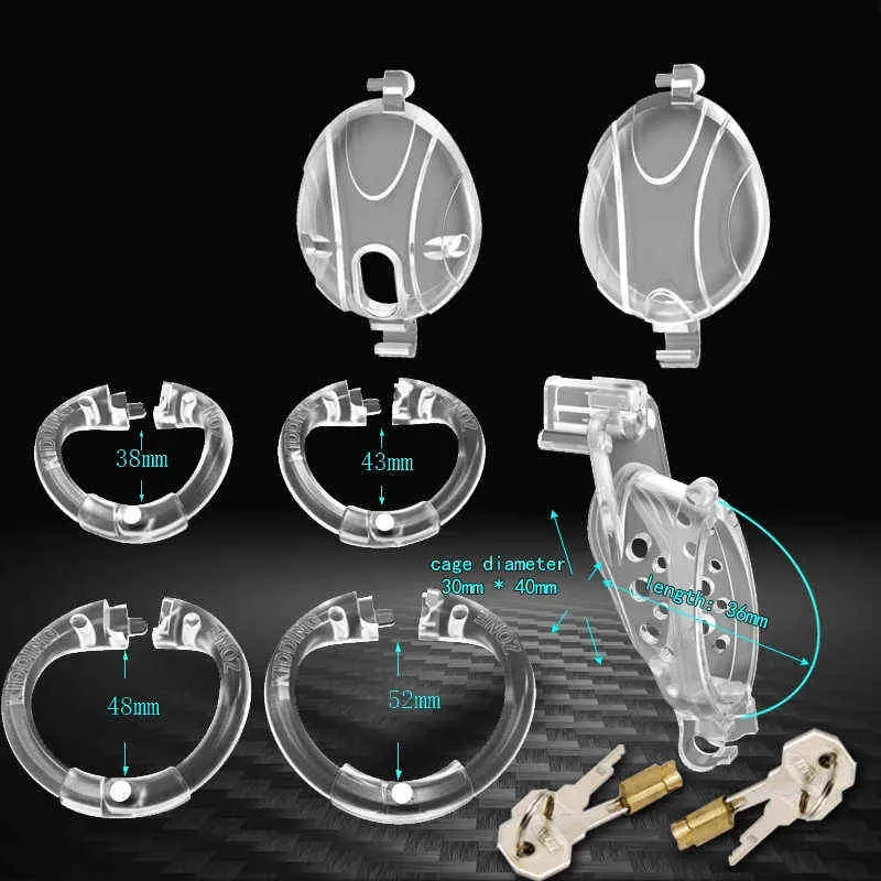 Nxy Penis Rings Double Openable Cock Cage Disassemble Glans Hat Plastic Male Device Lock Belt Sex Toy 510 02169088021