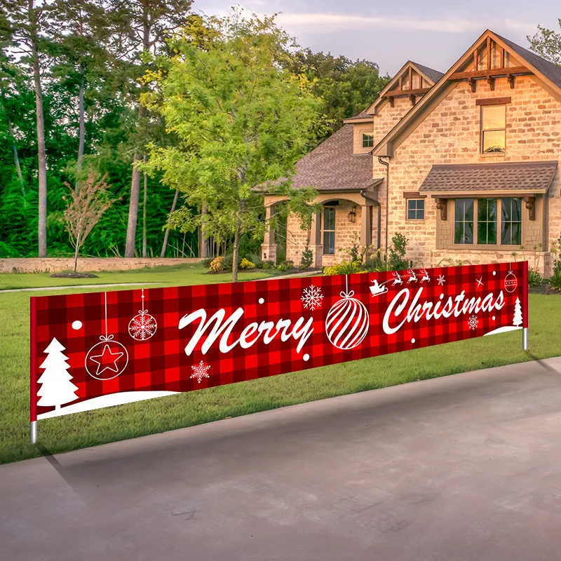 Feliz banner de Natal Pano de boi pendurado decorações para casa de loja ao ar livre Navidad Ano Y201020