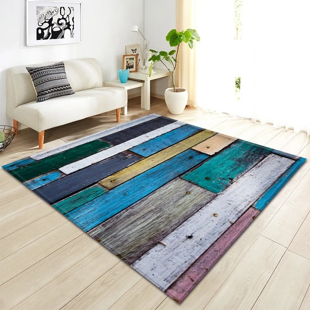 Living Barn Room Decoration Rug Home 3D Wood Grain Barn Non-Slip Carpet Hallway Floor Bedroom Bedside Mat 201214