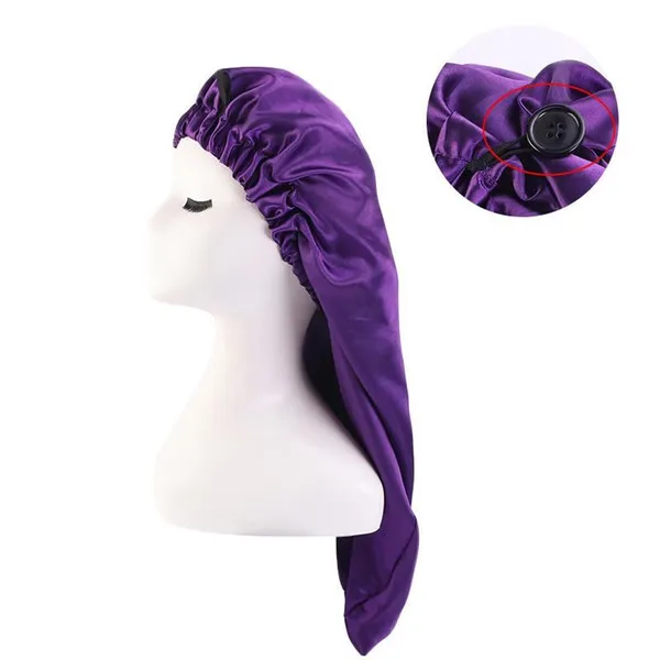 long Oversized elastic satin barrel silk hair bonnet Breathable sleeping cap turban sleep Headwear hats for adult281h