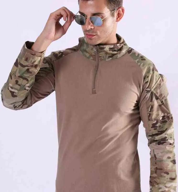 Męski mundur wojskowy taktyczna koszulka z długim rękawem mężczyźni kamuflaż armia koszula bojowa Airsoft Paintball odzież Multicam koszula Top H1223