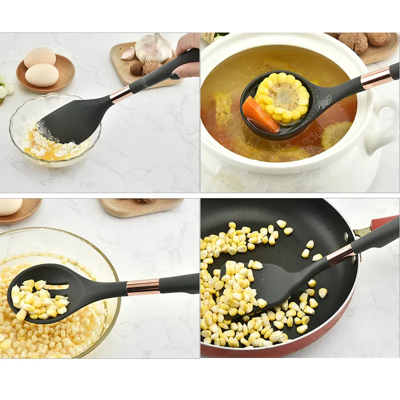 Non-Stick Cooking Utensils Baking Tools Heat Resistant Silicone Spatula Truner Cookware Kitchen Utensils Set Cozinha Accessories 201223